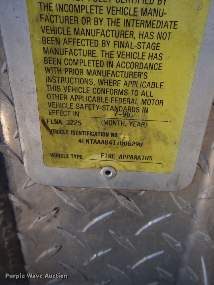 image for item DG1026 1996 E-one fire truck