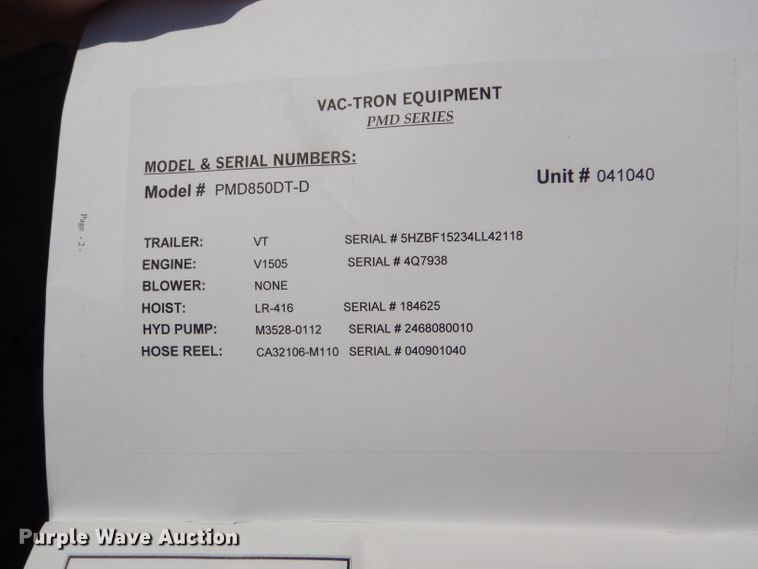 image for item DG4852 2004 Vactron VT-19 tank trailer