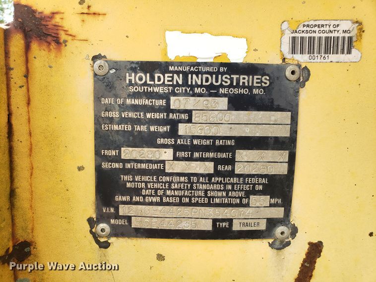 image for item DG7560 1993 Holden HGE44235 lowboy equipment trailer