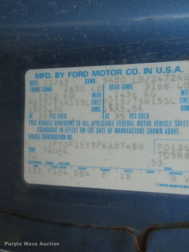 image for item DG8097 1985 Ford F150 pickup truck