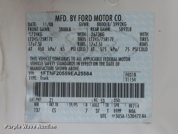 image for item DH1547 2009 Ford F250 Super Duty XL pickup truck