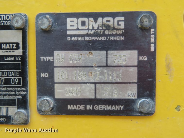 image for item DH1562 2009 Bomag BW65H double drum vibratory roller