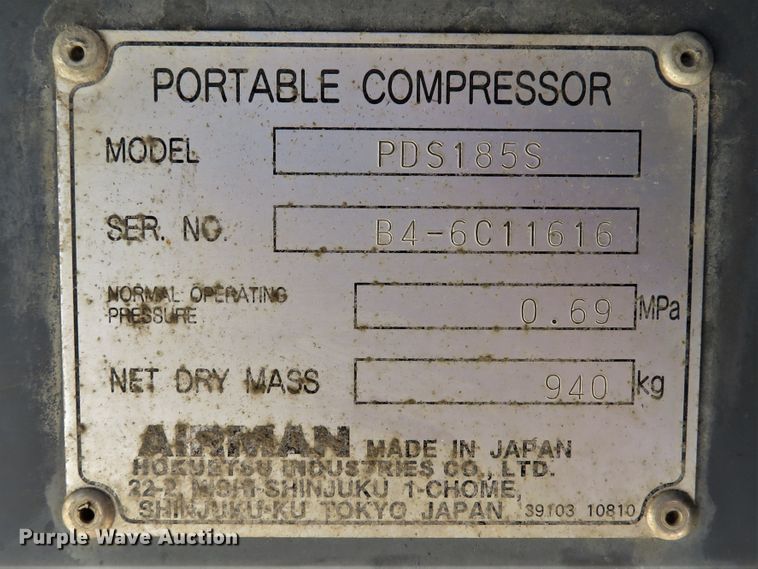 image for item DH1573 2009 Airman PDS185S air compressor