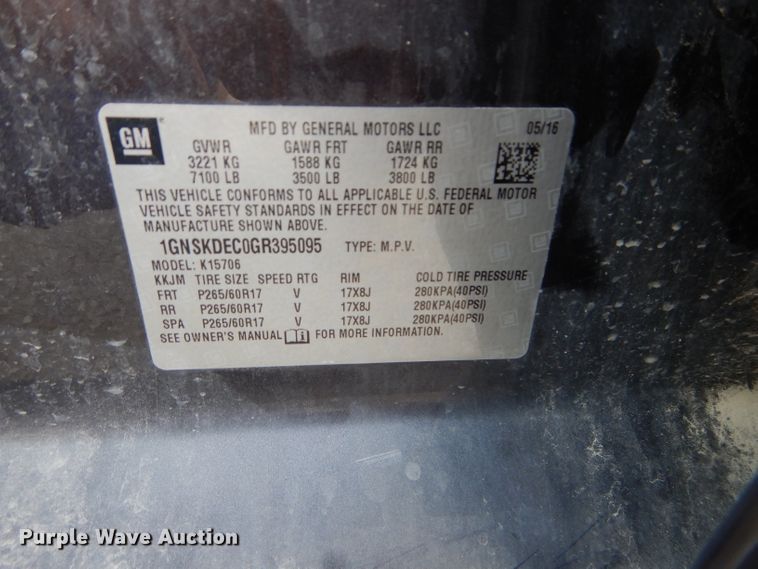 image for item DH2551 2016 Chevrolet Tahoe Police SUV