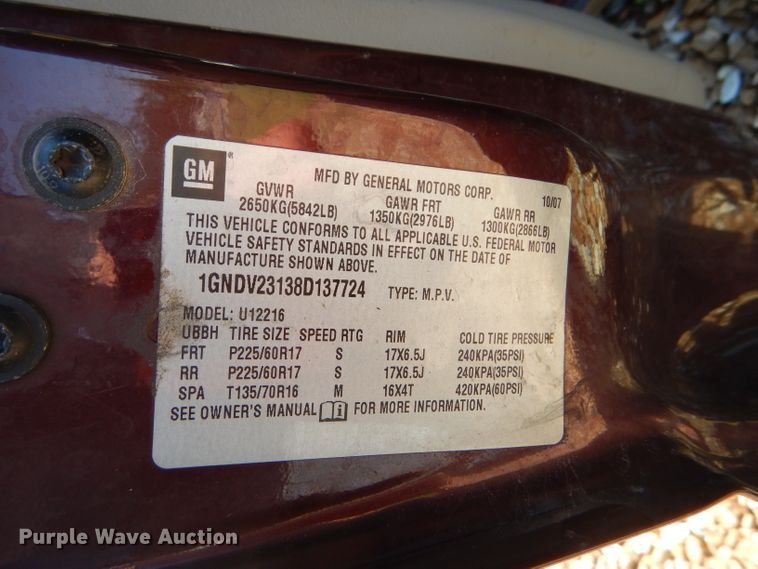 image for item FG9775 2008 Chevrolet Uplander LS van