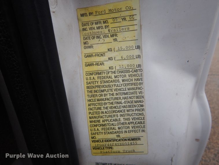 image for item FT9459 2000 Ford F450 Super Duty flatbed truck