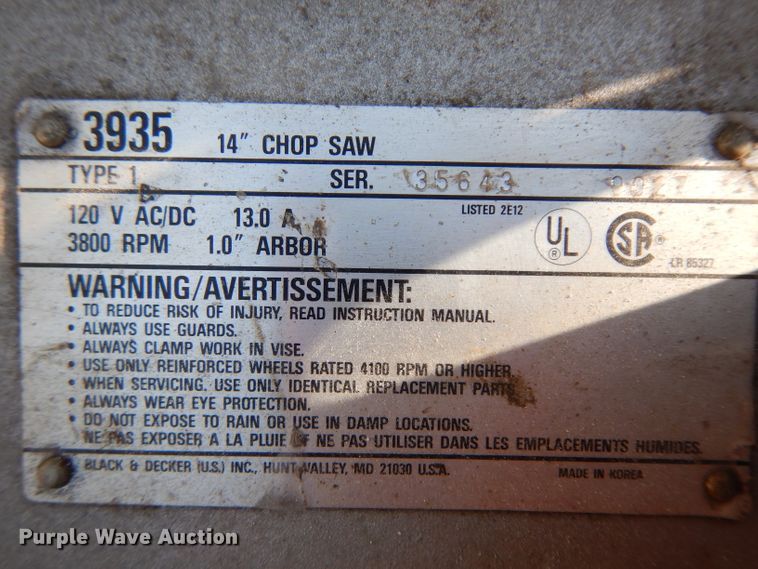 image for item GG9184 Black & Decker chop saw