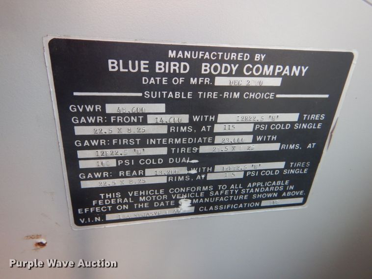 image for item GH9679 2000 Blue Bird LTC-40 coach bus