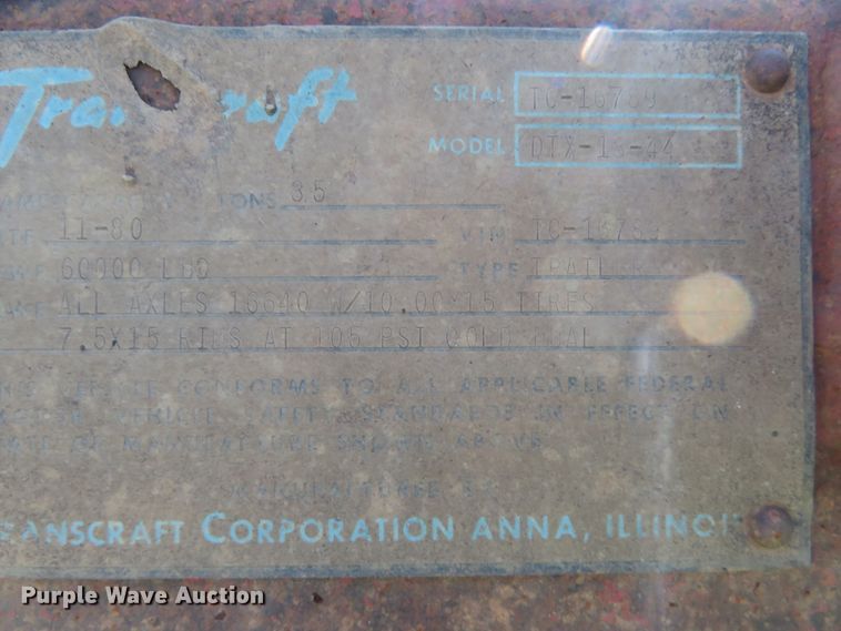 image for item EQ9299 1991 Transcraft DTX-18-44 drop deck trailer