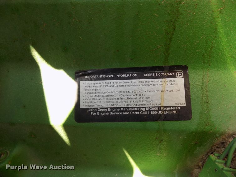 image for item FJ9293 1998 John Deere 9510 RWA combine