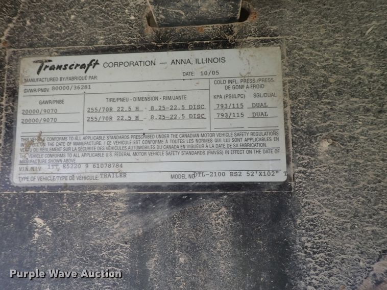 image for item DE5529 2006 Transcraft DTL-2100 drop deck equipment trailer