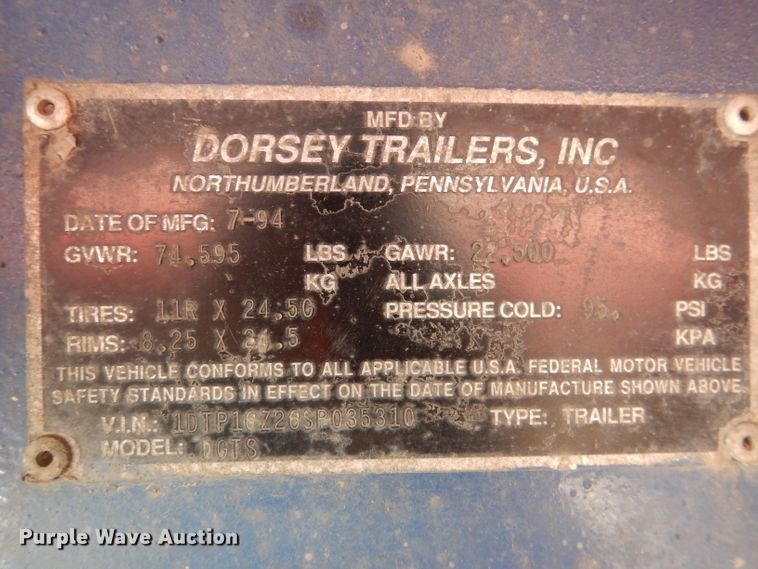 image for item DG5835 1995 Dorsey DGTS flatbed trailer