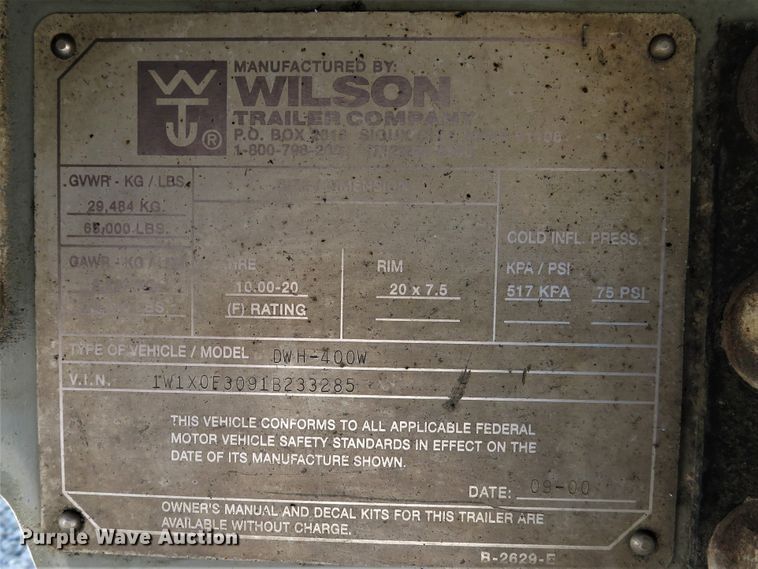 image for item DH1559 2001 Wilson DWH-400W walking floor trailer