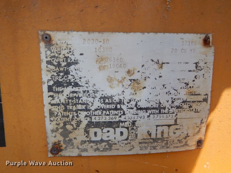 image for item DH2059 1982 Load King 2030-10 bottom dump trailer