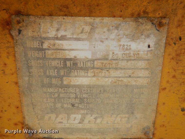 image for item DH2060 1979 Load King 2030 bottom dump trailer