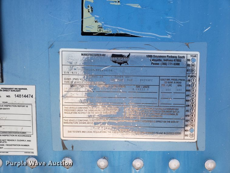 image for item DH2837 2000 Wabash dry van trailer