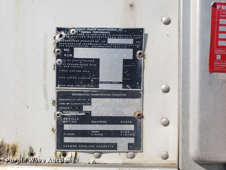 image for item DH2842 1998 Utility dry van trailer