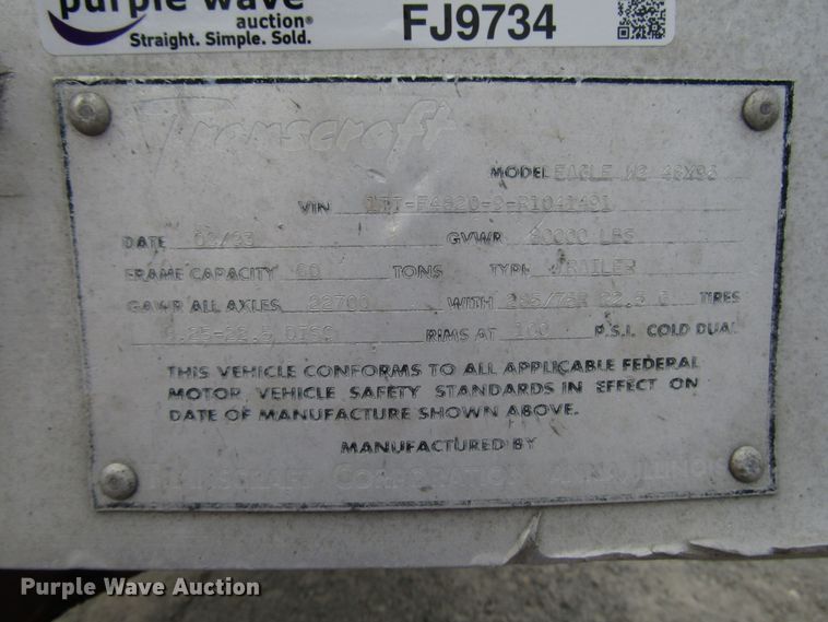 image for item FJ9734 1994 Transcraft Eagle W2 flatbed trailer