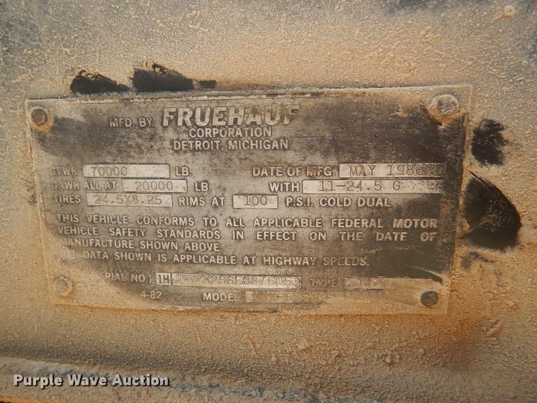 image for item GH9548 1986 Fruehauf LDX-F2-22-7DB5-24 end dump trailer