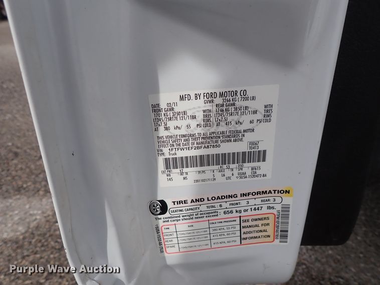 image for item DE1038 2011 Ford F150 SuperCrew pickup truck