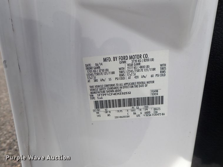 image for item DE1046 2014 Ford F150 pickup truck