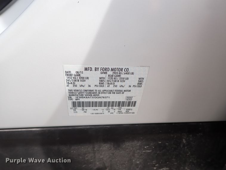 image for item DE1050 2016 Ford Explorer Police SUV