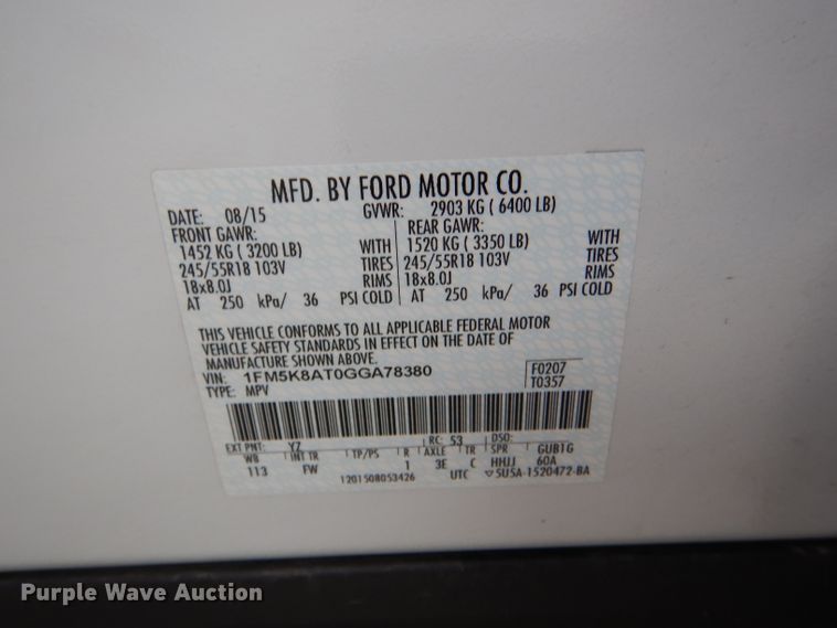 image for item DG4960 2016 Ford Explorer Police Interceptor SUV