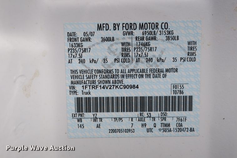 image for item DB10201 2007 Ford F150 pickup truck