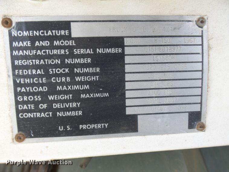 image for item DE7980 1967 Ford Bronco SUV