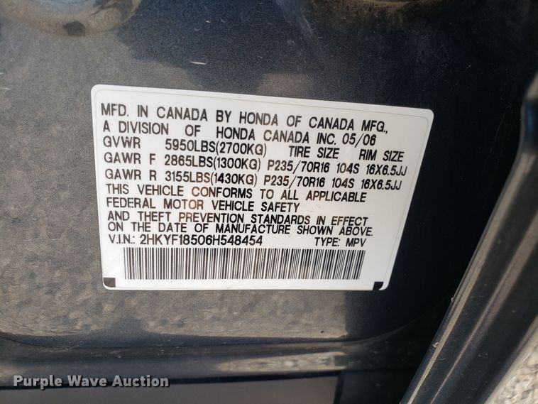 image for item DG7604 2006 Honda Pilot EX