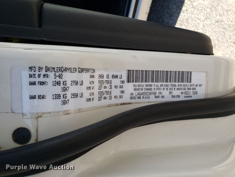 image for item DG7609 2002 Jeep Grand Cherokee SUV