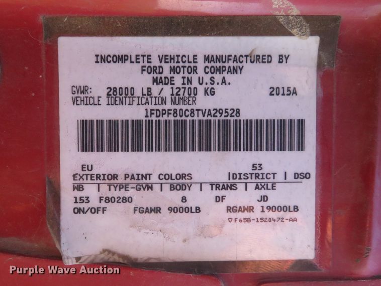 image for item DH1565 1996 Ford F800 dump truck