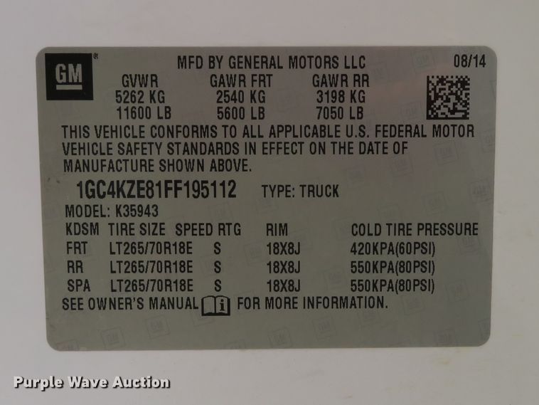 image for item DH1567 2015 Chevrolet Silverado 3500HD LT Crew Cab pickup truck