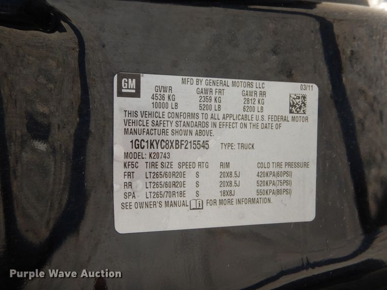 image for item DH3564 2011 Chevrolet Silverado 2500HD Crew Cab pickup truck