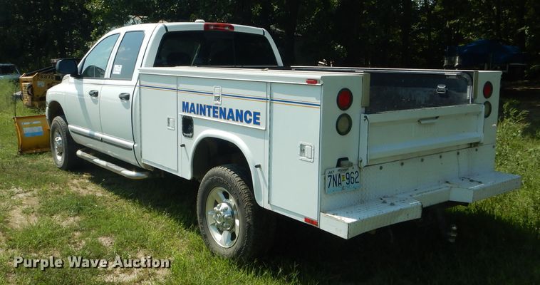 image for item DH6129 2005 Dodge Ram 2500 Quad Cab utility bed pickup truck