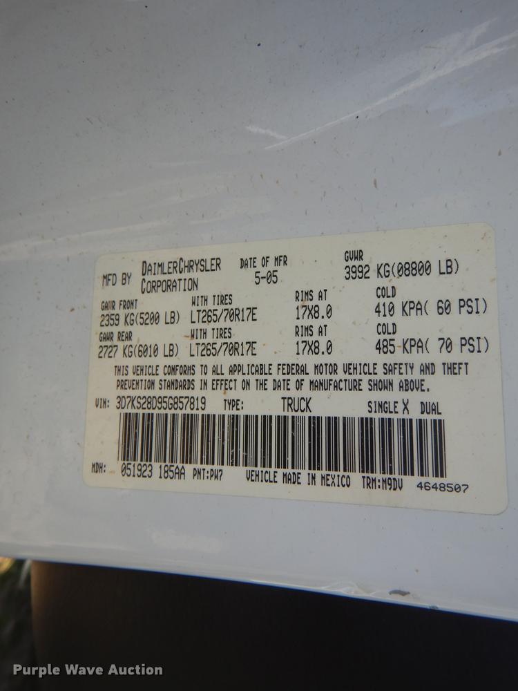 image for item DH6129 2005 Dodge Ram 2500 Quad Cab utility bed pickup truck