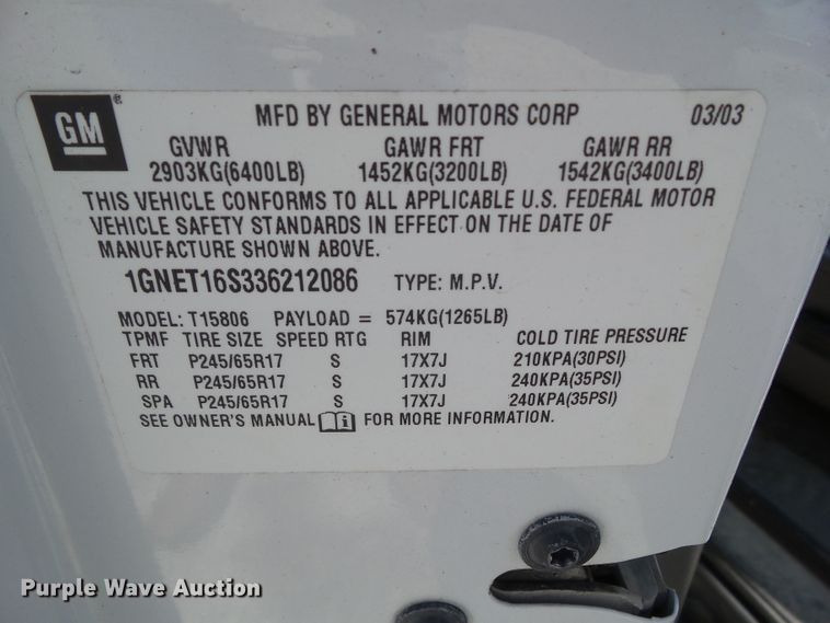 image for item EM9837 2003 Chevrolet TrailBlazer EXT SUV