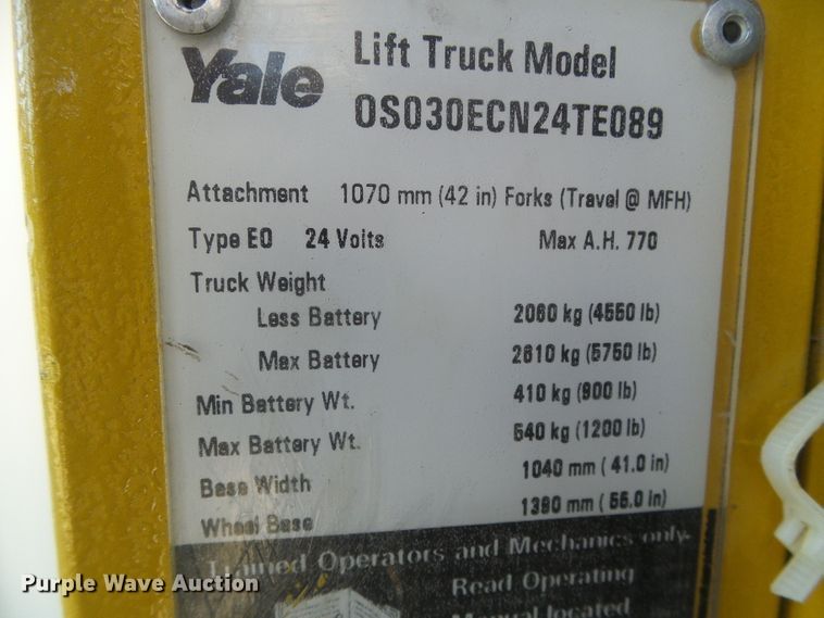 image for item EQ9194 Yale OSO30ECN24TE089 forklift