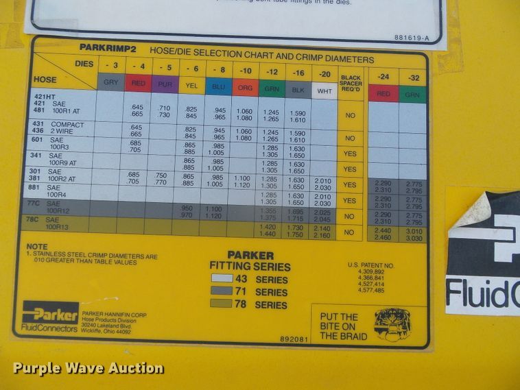 image for item EQ9195 Parker 83C-S40 hydraulic hose press