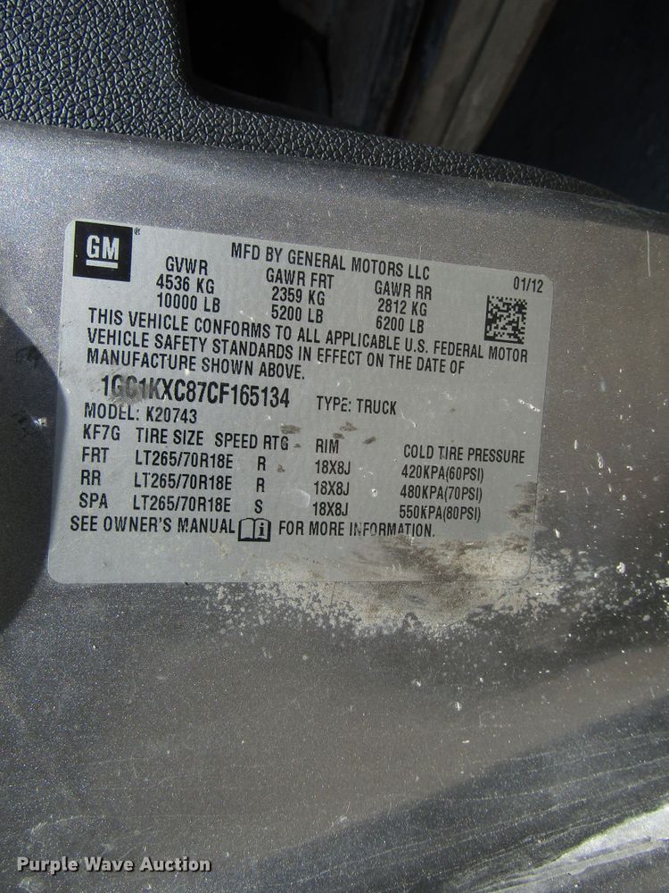 image for item FJ9700 2012 Chevrolet Silverado 2500HD Crew Cab pickup truck