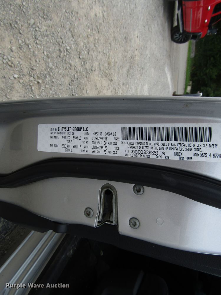 image for item FJ9726 2012 Dodge Ram 3500 Crew Cab pickup truck