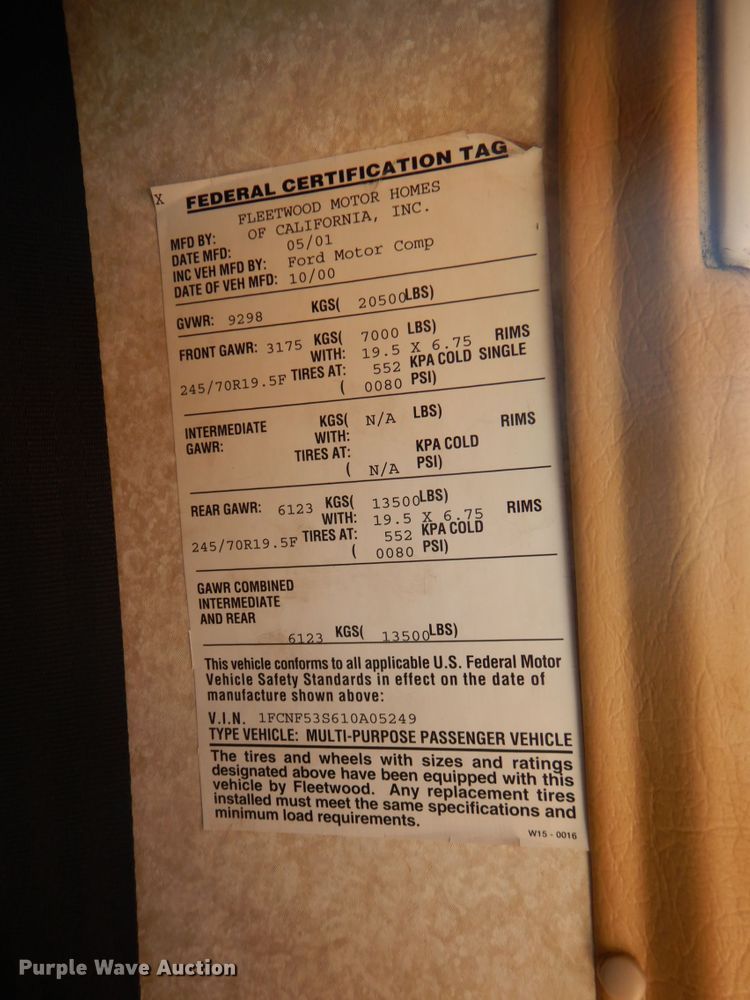 image for item FT9476 2001 Fleetwood Southwind RV