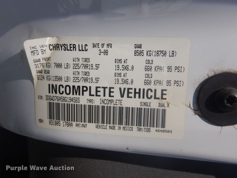 image for item FT9485 2008 Dodge Ram 5500HD bucket truck