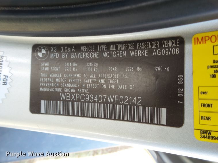 image for item GC9029 2007 BMW X3 SUV