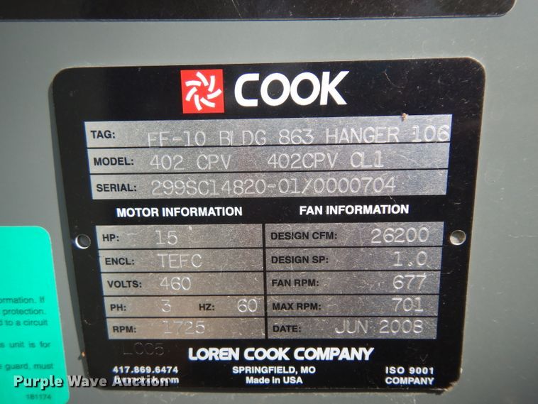 image for item GG9217 Cook 402CPV blower fan