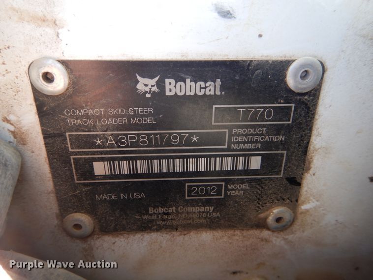 image for item DD6314 2012 Bobcat T770 skid steer