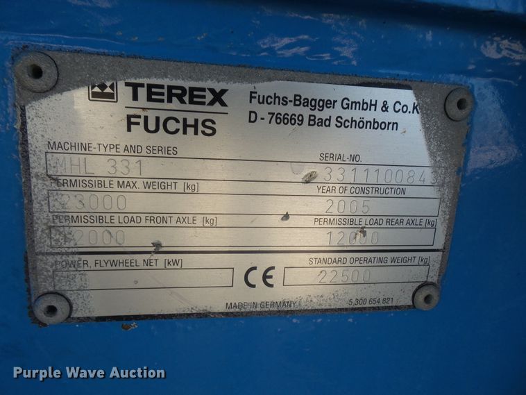 image for item DE2395 2005 Fuchs MHL 331 rubber tire excavator