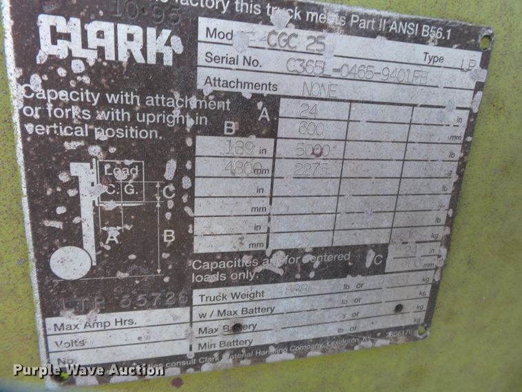 image for item DE7986 Clark CGC25 forklift