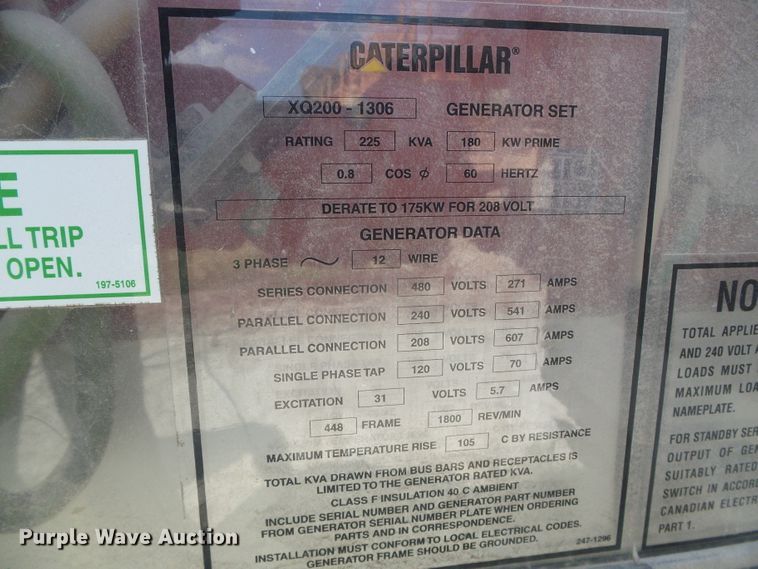 image for item DG0187 Caterpillar XQ200-1306 generator