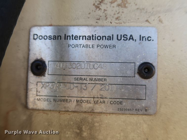 image for item DG4179 2011 Ingersoll Rand XP375WJD air compressor